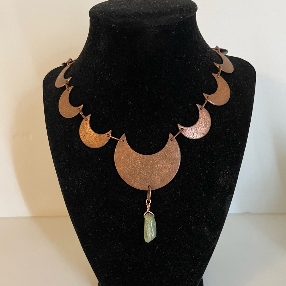 Crescent Moon Necklace, Handmade From Copper